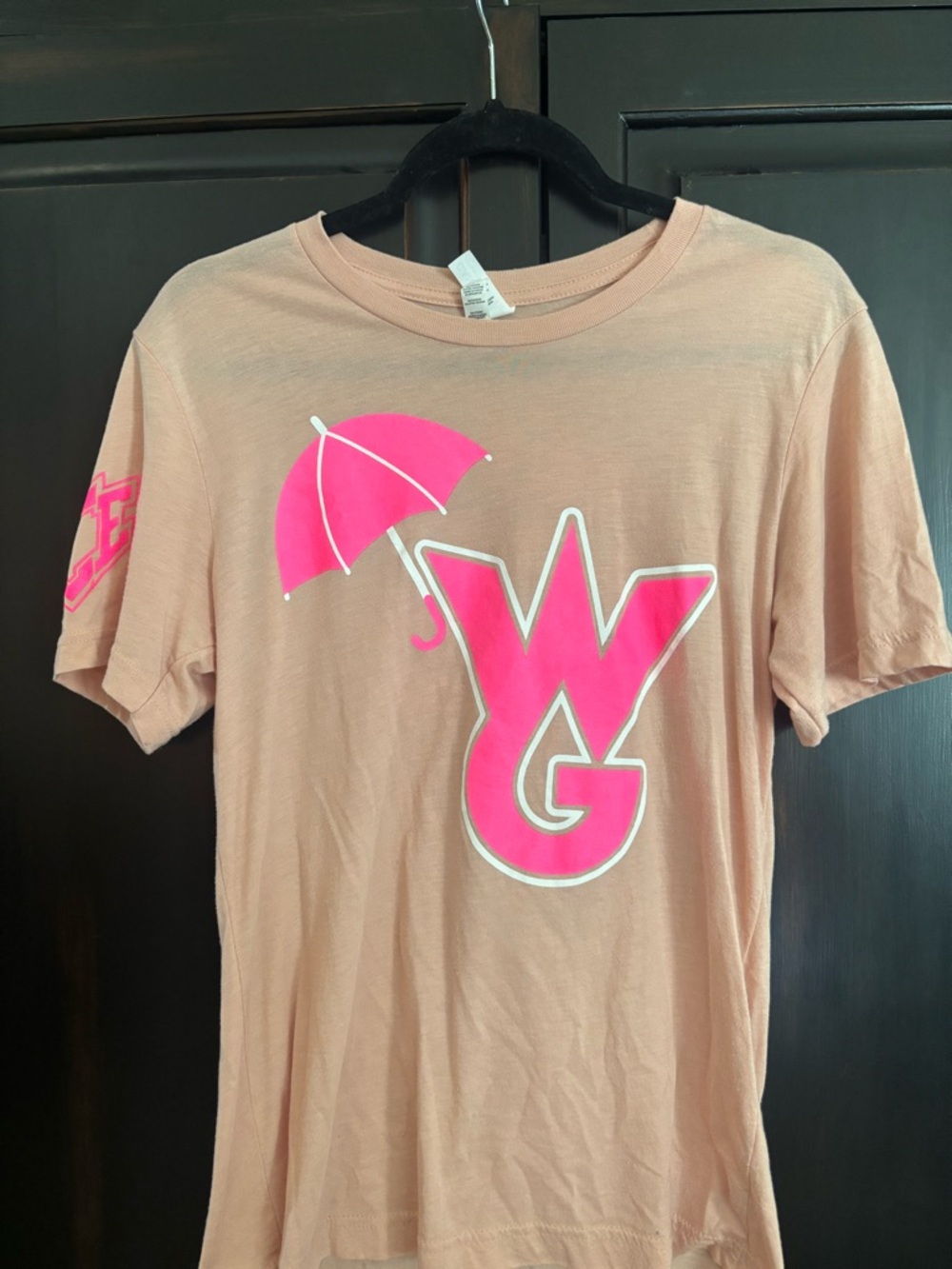 ICE Allstars Weather Girls Pink Umbrella Graphic Tee - Neon Pink on Blush